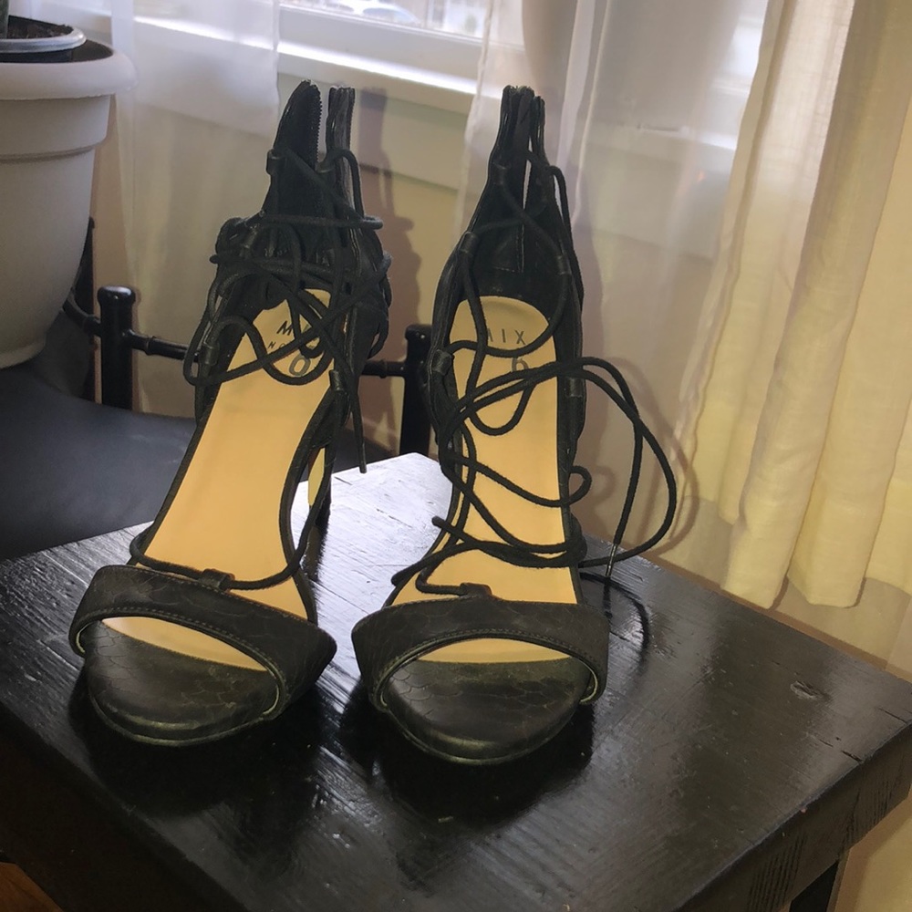 Black lace up heels